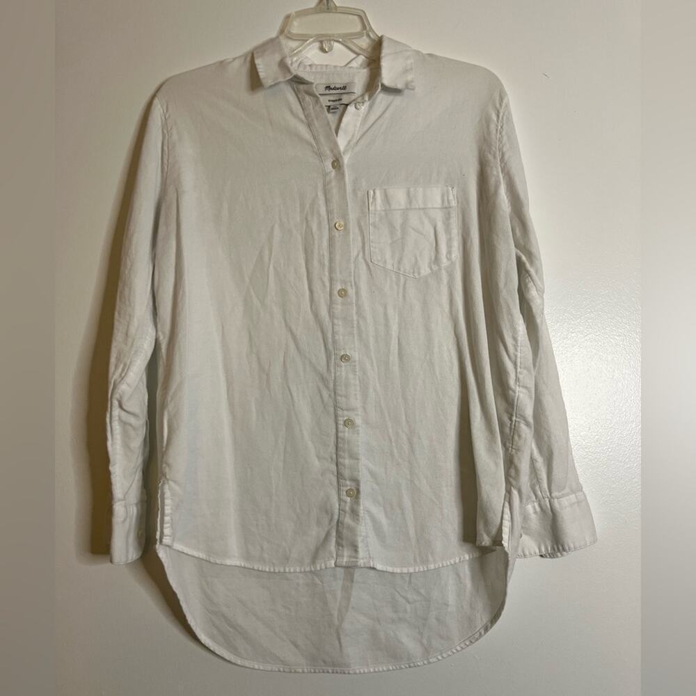 Madewell Signature Poplin Oversized White Long Sleeve Button Down Top - Picture 2 of 6